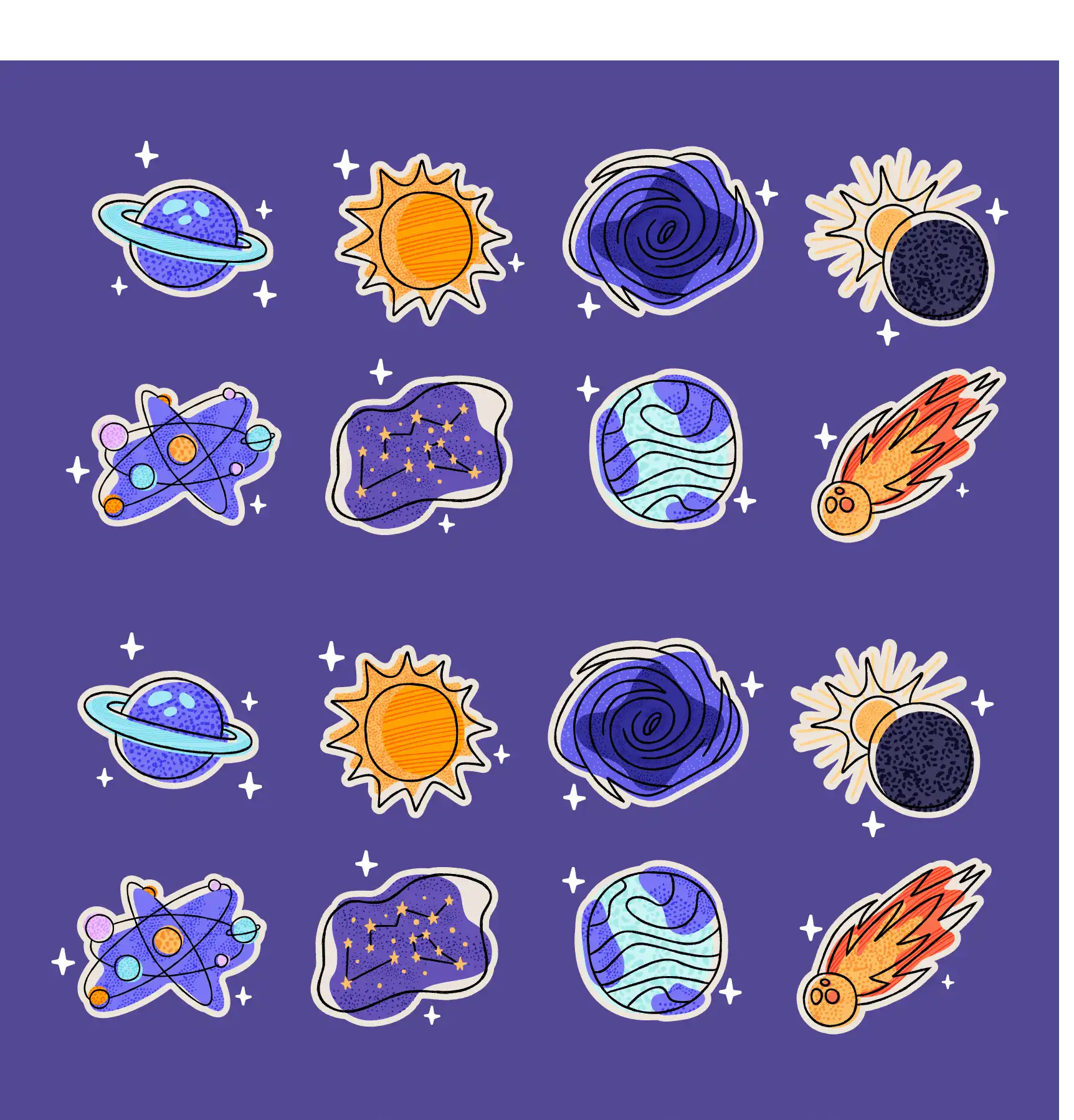 Space Planet Doodle Stickers