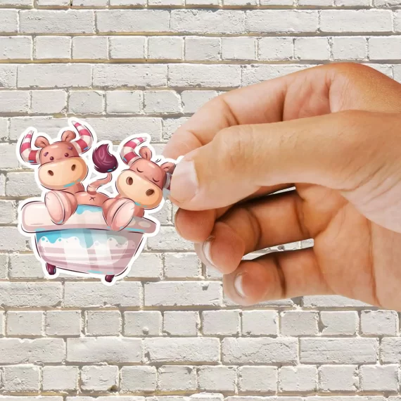 Bulls in Bath Sticker