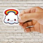 Kawaii Cloud with Rainbow Sticker