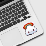 Kawaii Cloud with Rainbow Sticker