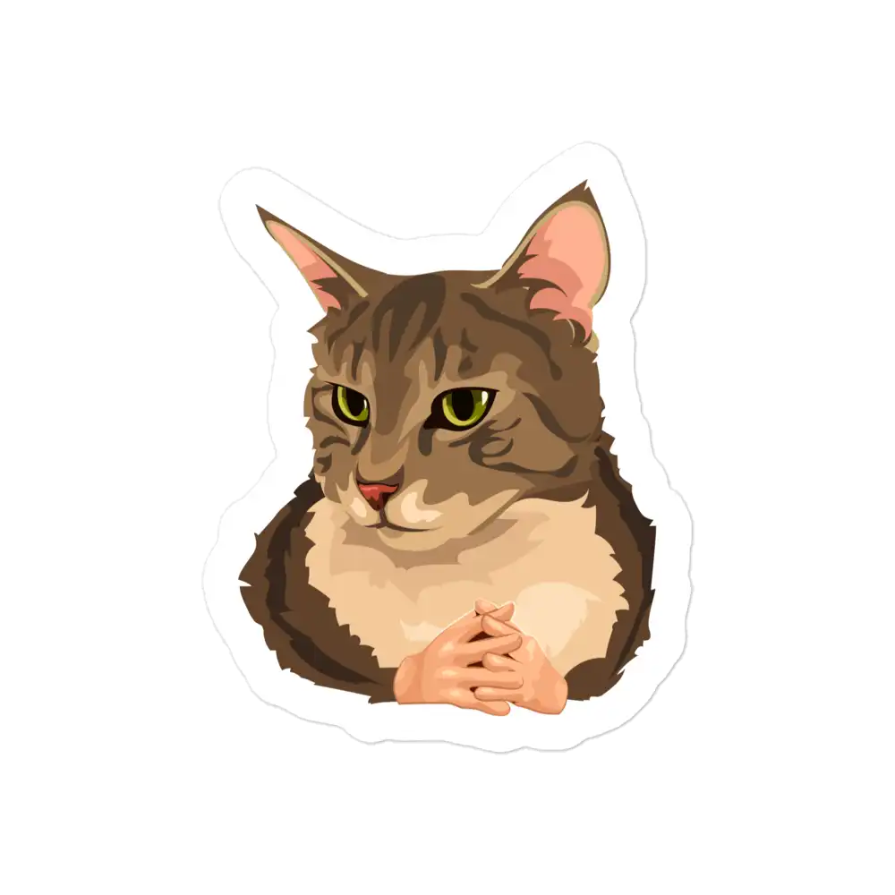 Cat with Hands Meme Sticker