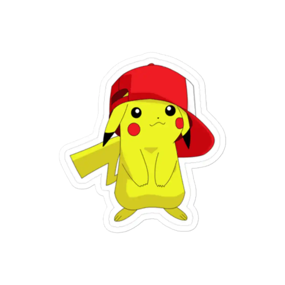 Pikachu in Ash Ketchum Cap Sticker
