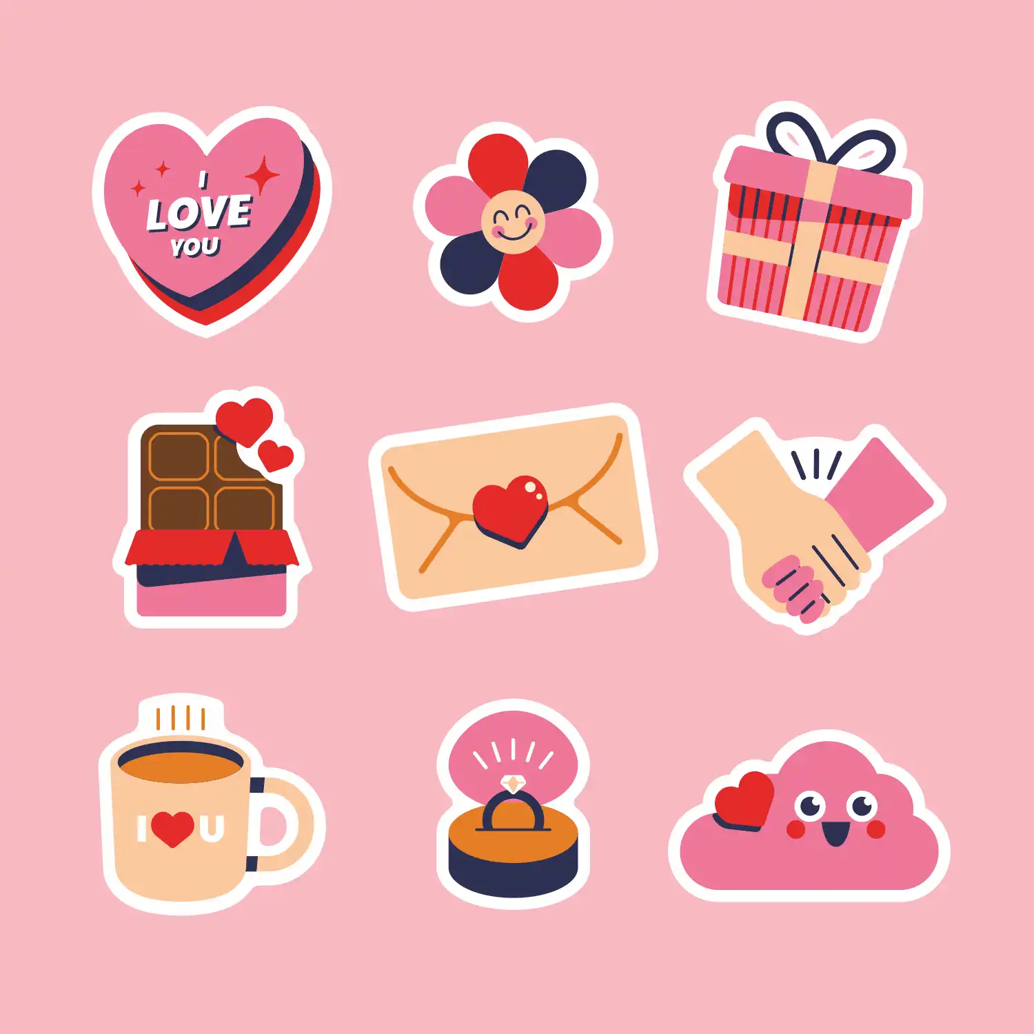 Flat Valentines Day Stickers