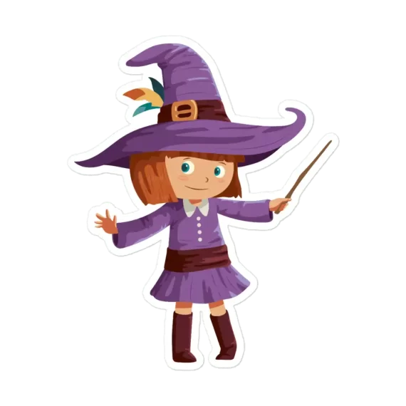 Girl Wearing Witch Costume Sticker