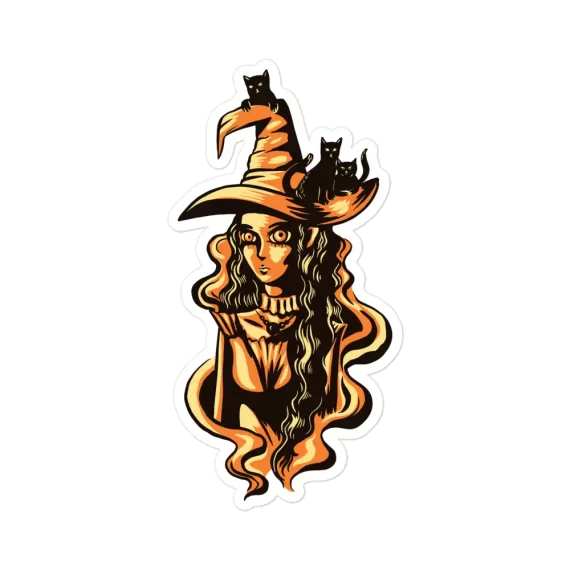 Witch and Cats Sticker