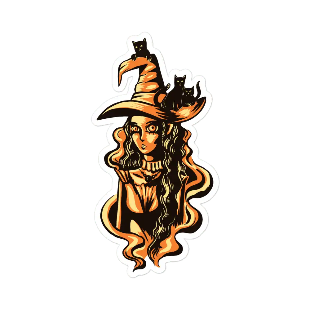 Witch and Cats Sticker