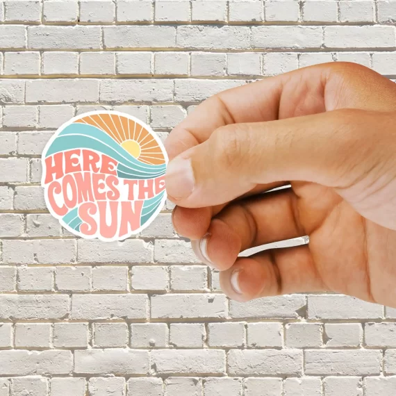 Pink Groovy Here Comes the Sun Sticker
