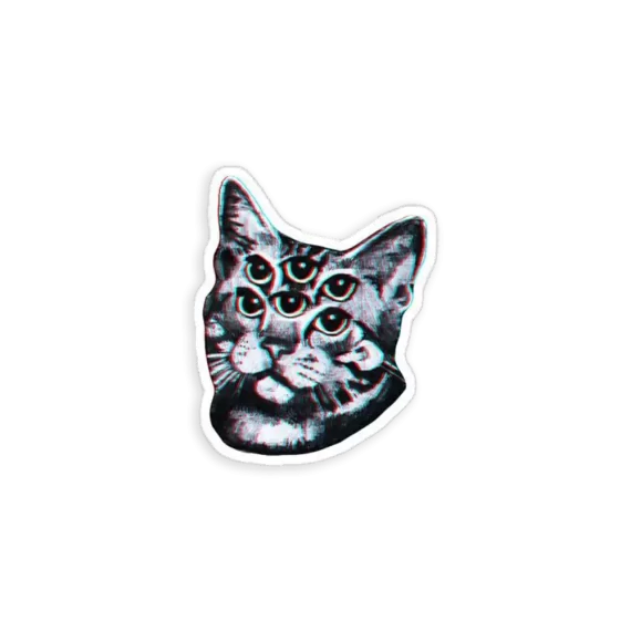 Psychedelic Cat (3D vintage effect) Sticker