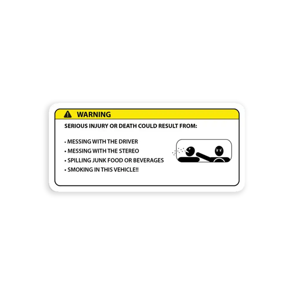 Rules of the Road Warning Car Sticker for Cars (no slam) Car Sticker
