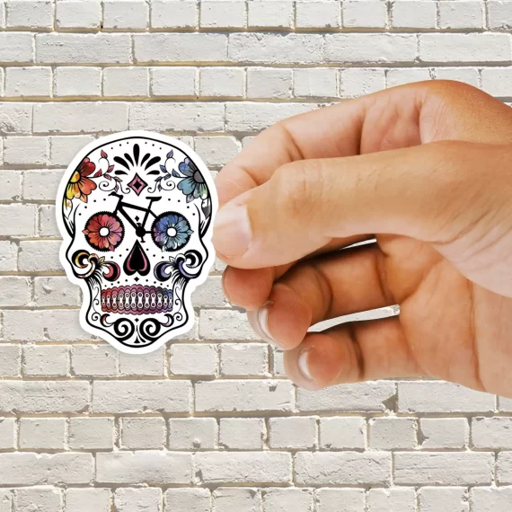 Sugar skull bikes watercolor Sticker