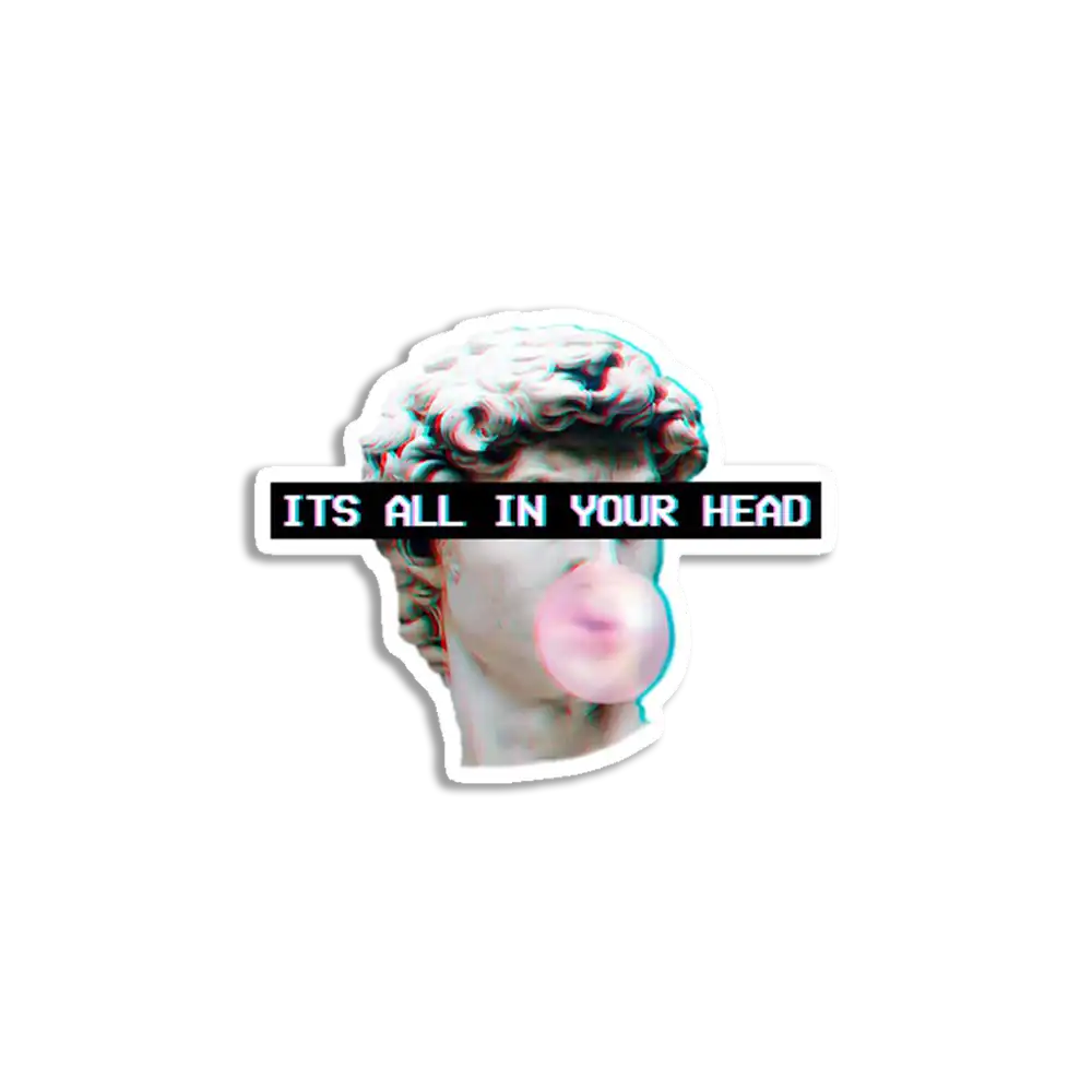 Vaporwave Aesthetic Art Glitch 90s Its All In Your Head Sticker