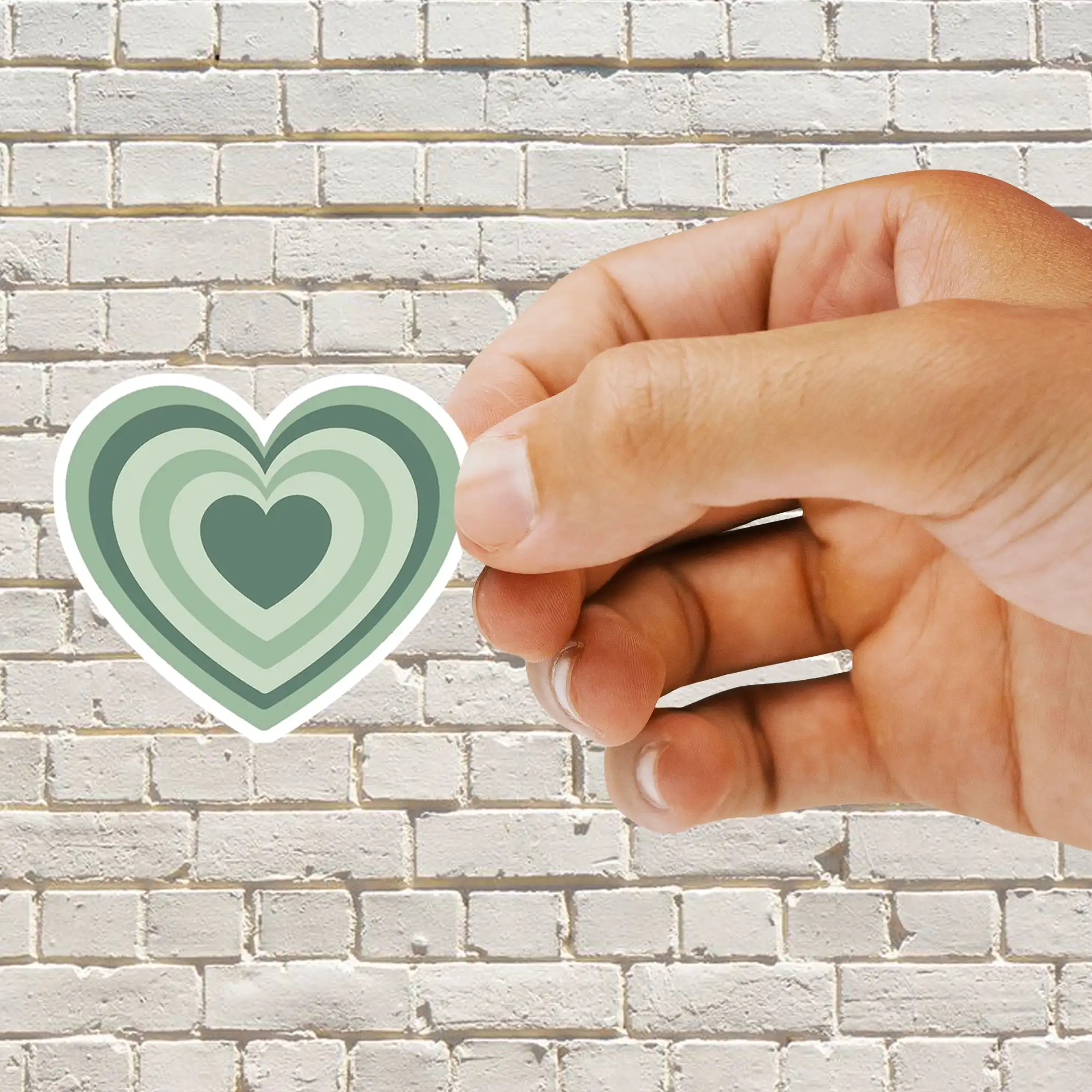 Sage Green Heart Sticker