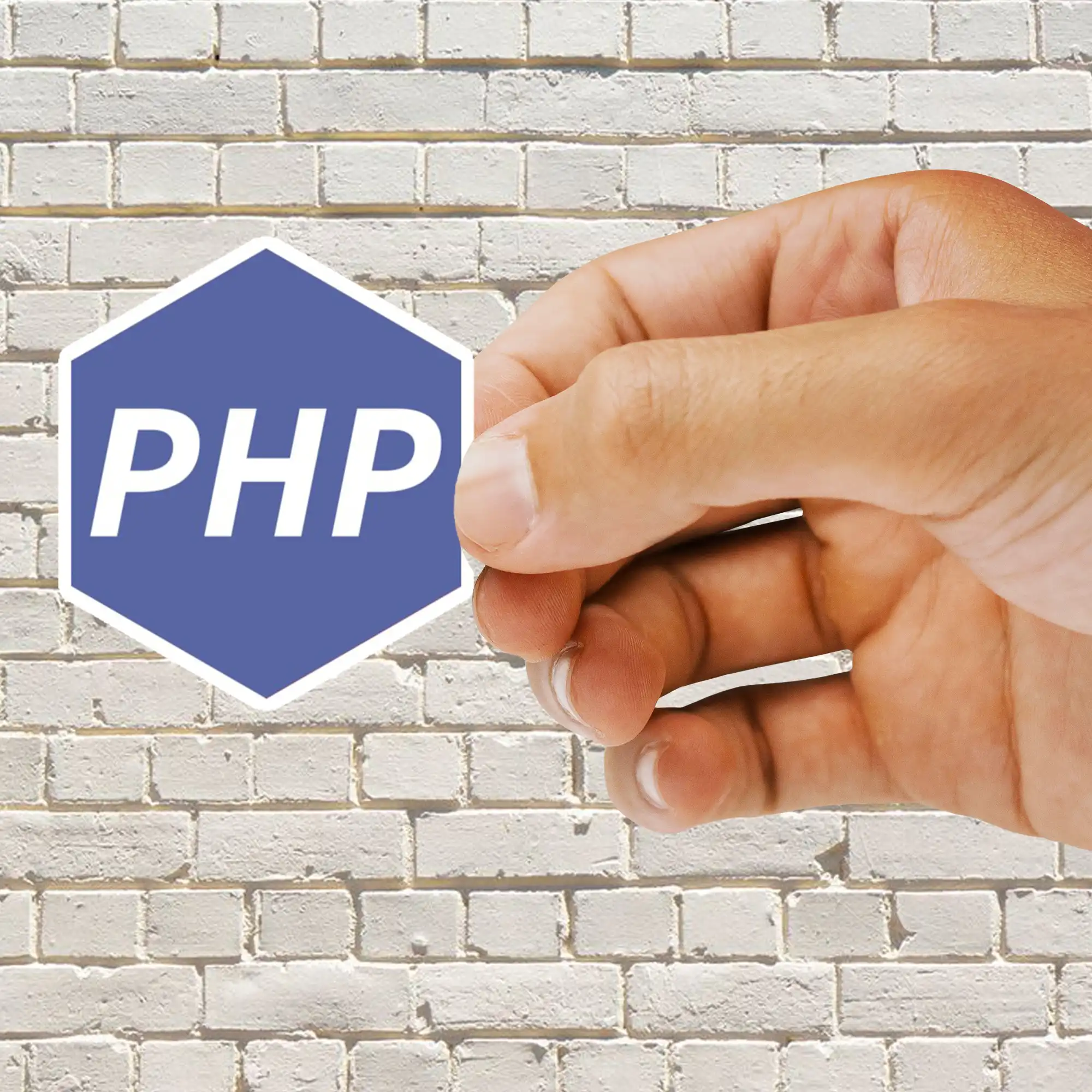 PHP White Hexagon Sticker