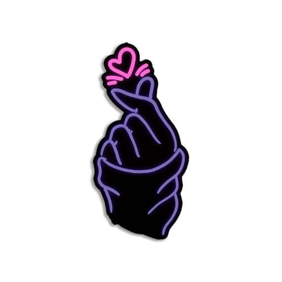 Neon Saranghae Finger Heart Love Sticker