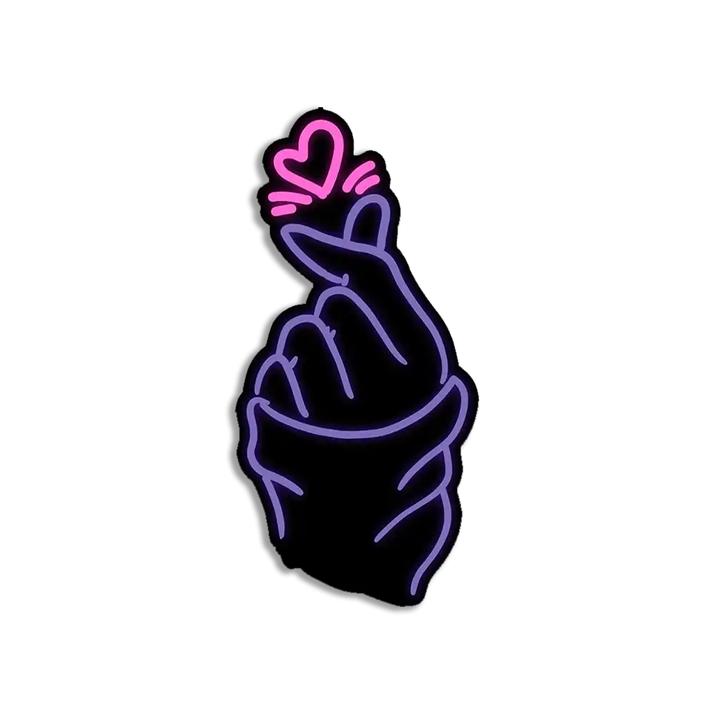 Neon Saranghae Finger Heart Love Sticker
