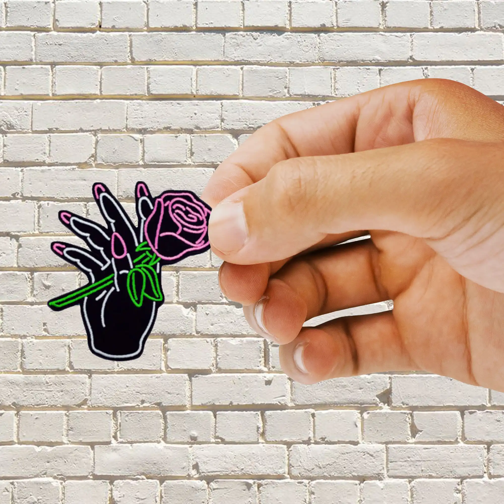 Neon Flower in Hand Sticker