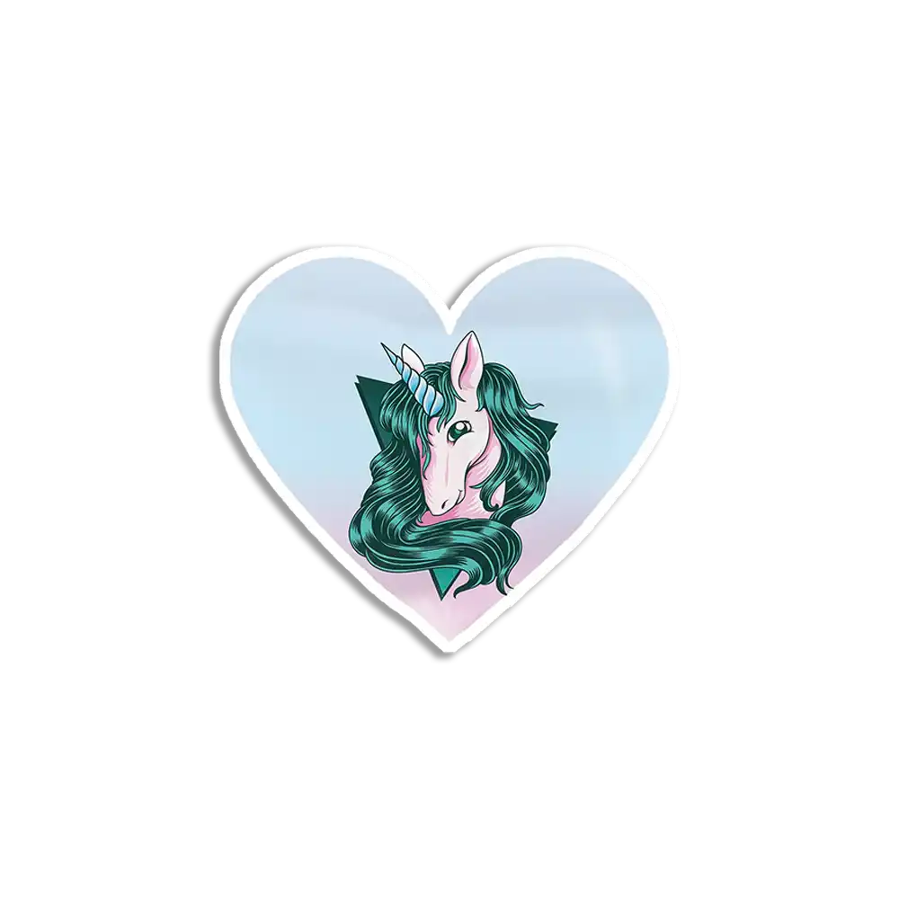 Vintage Unicorn Heart Sticker