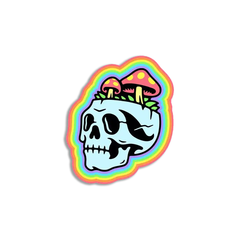 Trippy Rainbow Skull Sticker