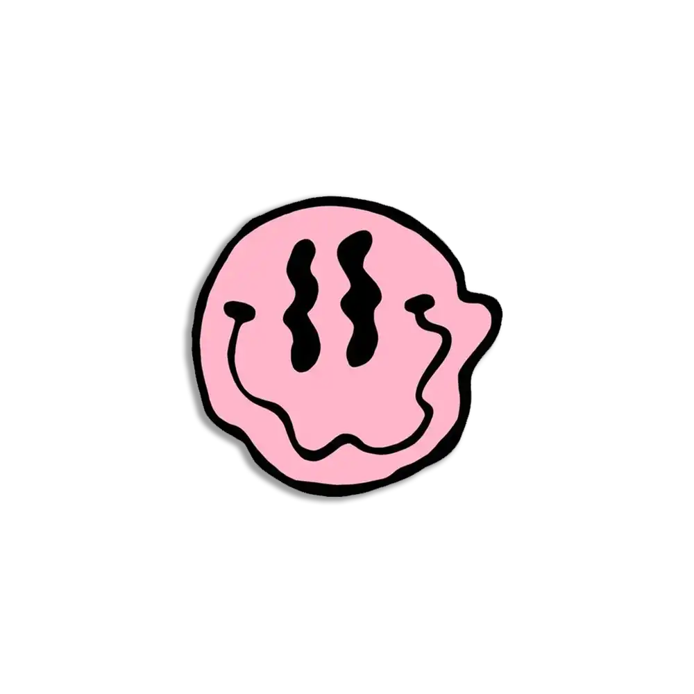 Pink Smiley Trippy Sticker