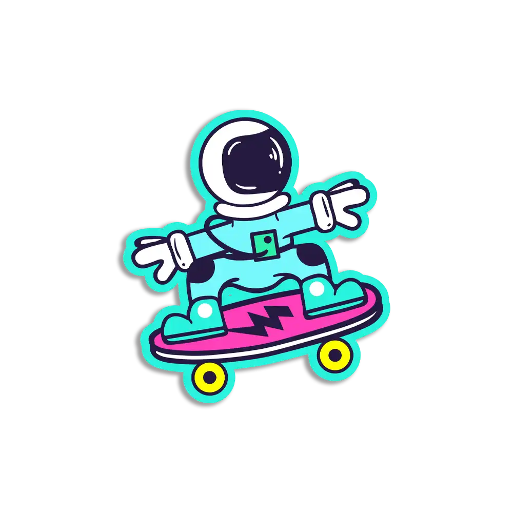 Astronaut Skateboarding Trippy Sticker