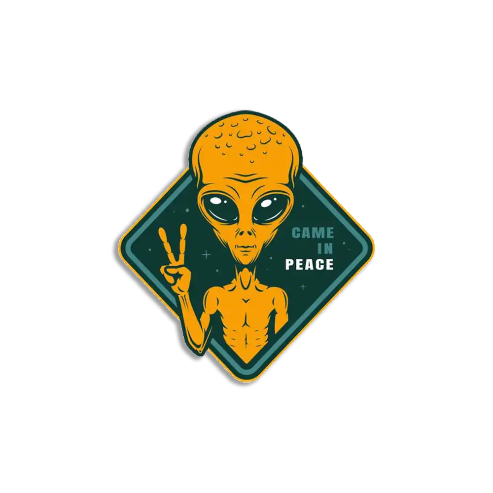 Alien Peace Sign Sticker