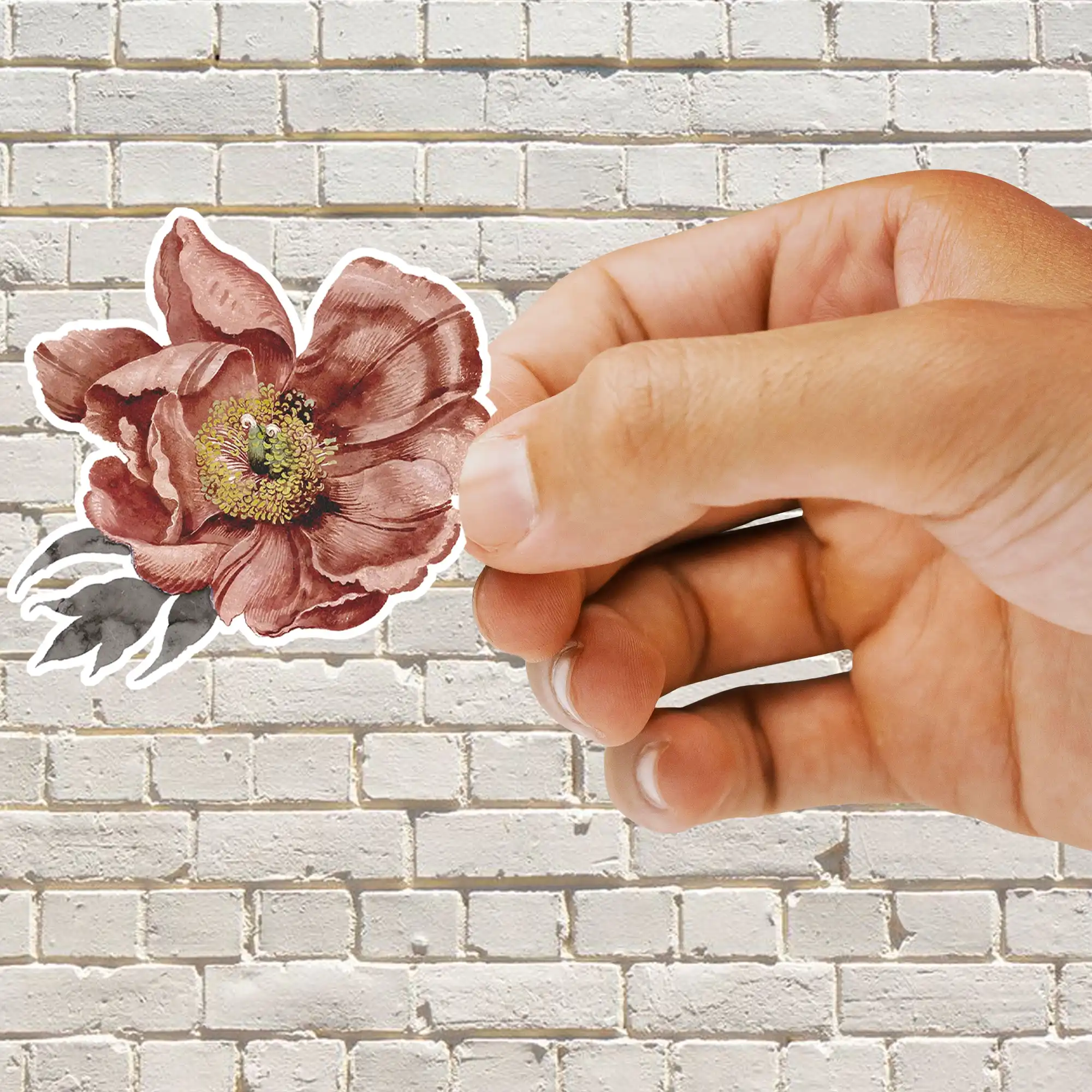 Vintage Pink Flower Sticker