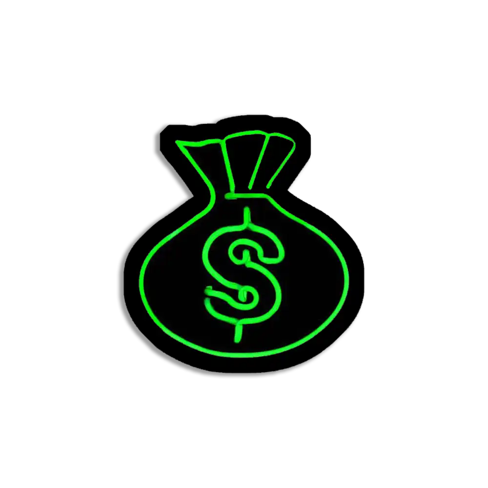 Neon Dollar Money Bag Sticker