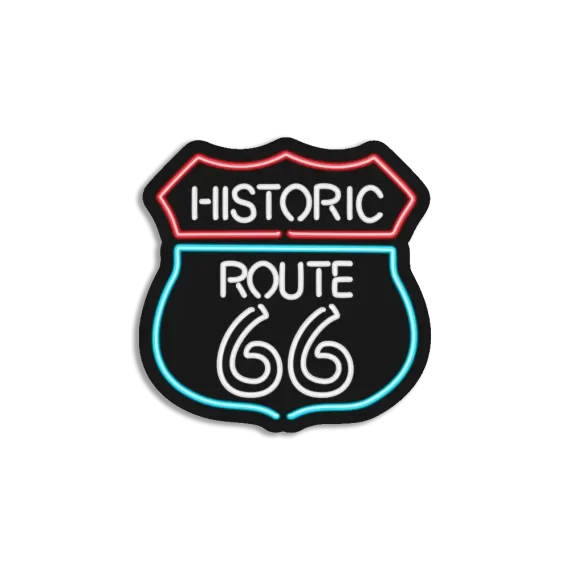 Neon Route 66 Sign Sticker