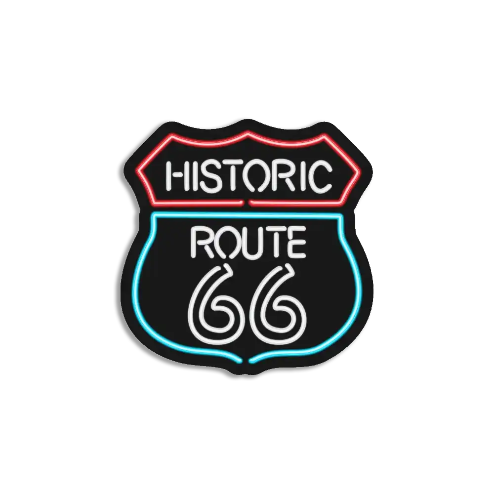 Neon Route 66 Sign Sticker