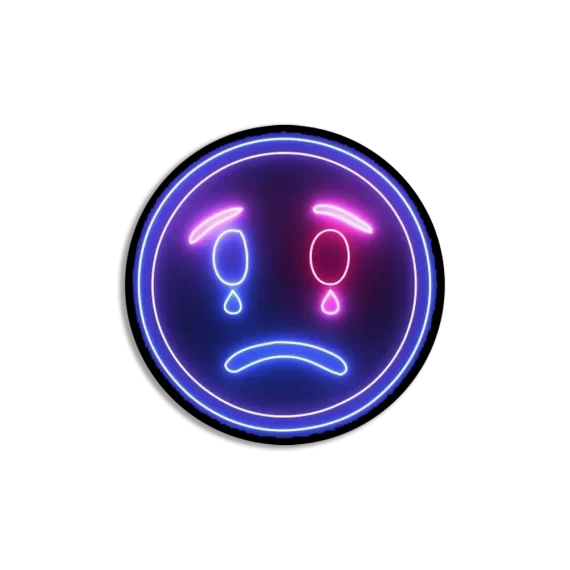 Neon Sad Emoji Sticker