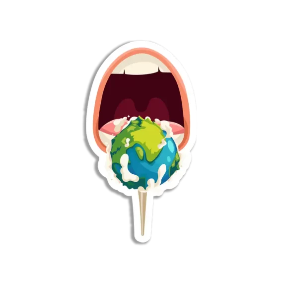 Mouth and Planet Sticker