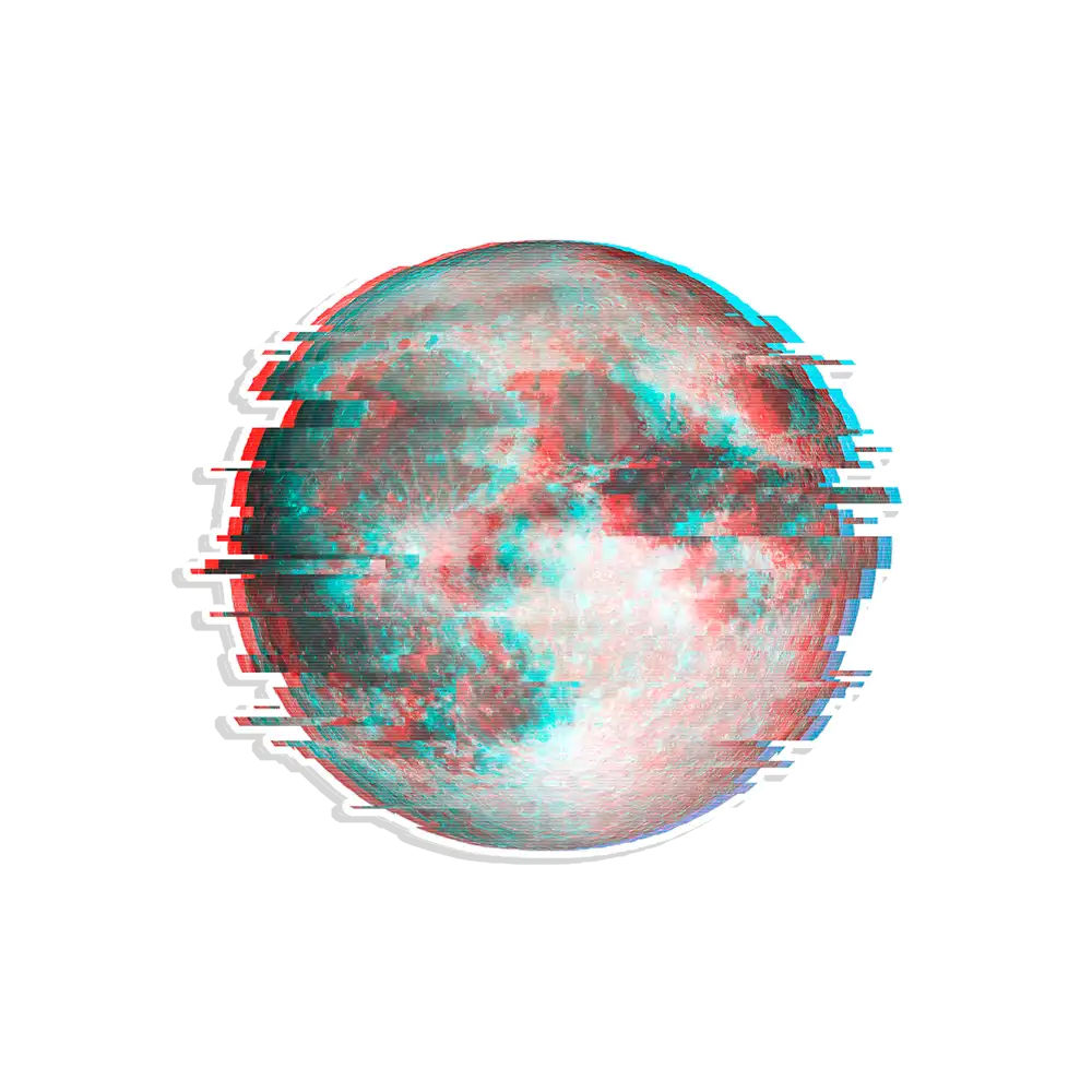 Glitchy Moon Sticker