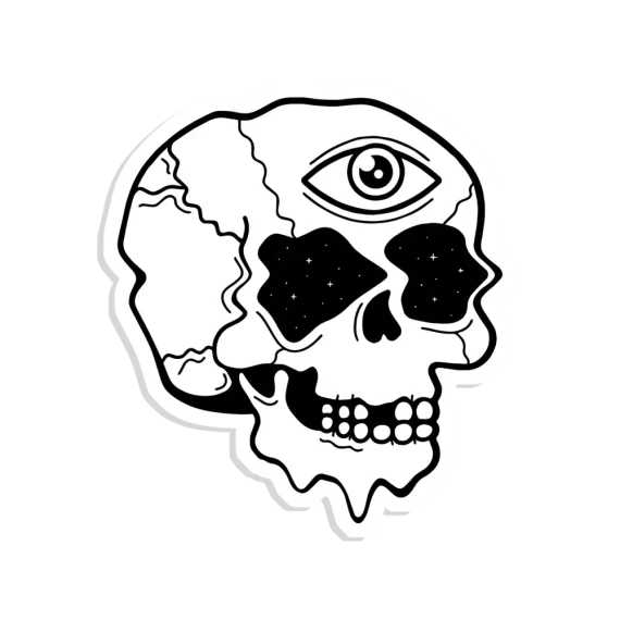 Trippy Skull Sticker